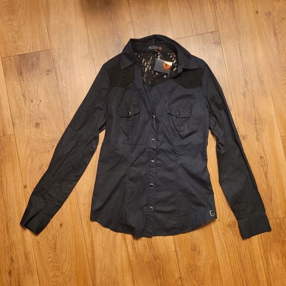 G by Guess Lace Button Down Top - Picture 1 of 9